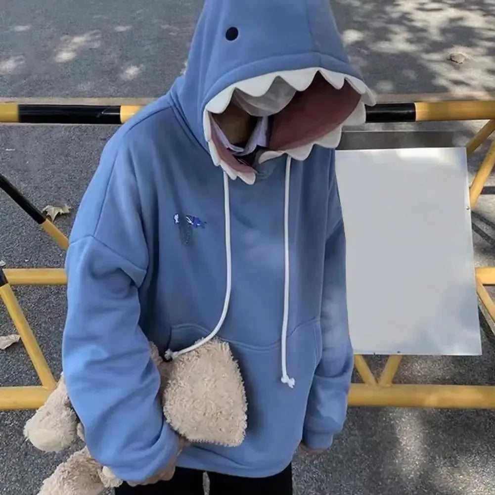 Hoodies Women  New Funny Shark Patchwork Hoodies Men and Women Kawaii Sweatshirt Fashion Casual Pullover School Oversized Clothes
