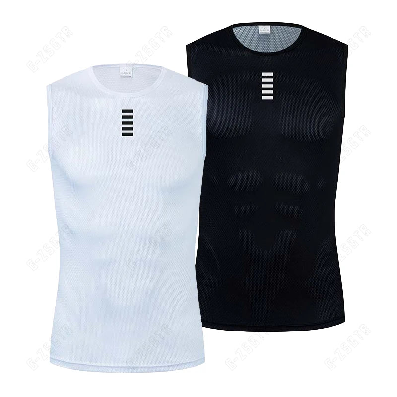 T-shirts Cycling Base Layer Reflective Underwear White Cycling Jersey Sport Vest Men Undershirt Quick Dry Elastici Vest Road Bike Jersey