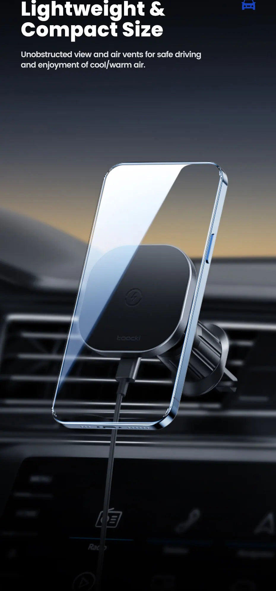 RENOWEARS Magnetic Car Wireless Charger Car Phone Holder Air Outlet 15W Fast Charging Charger in Car For iPhone 15 14 13 12 Pro Max