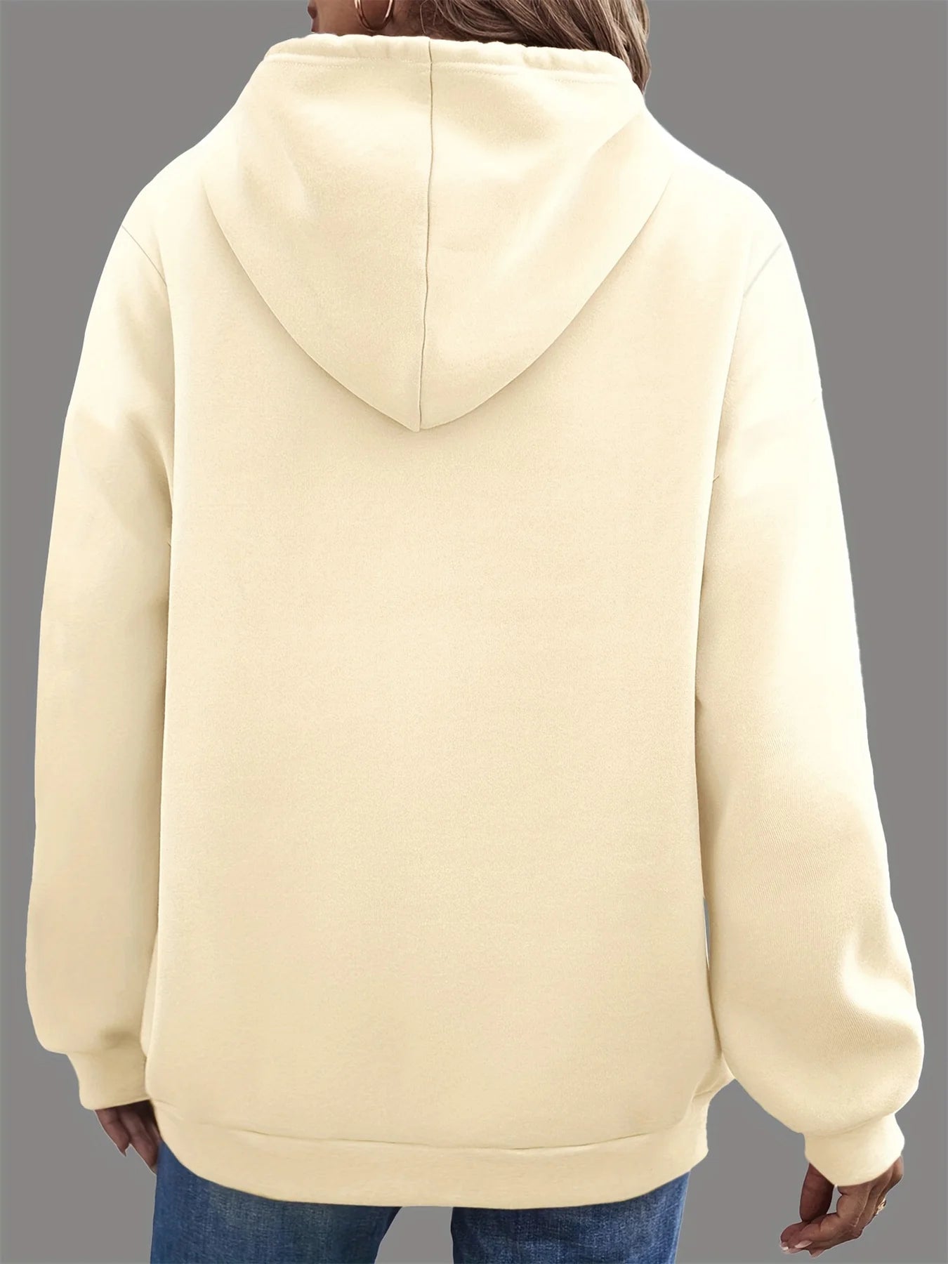 Women's autumn and winter warm and loose casual heart-shaped cross pattern printed velvet long sleeved hooded sweatshirt