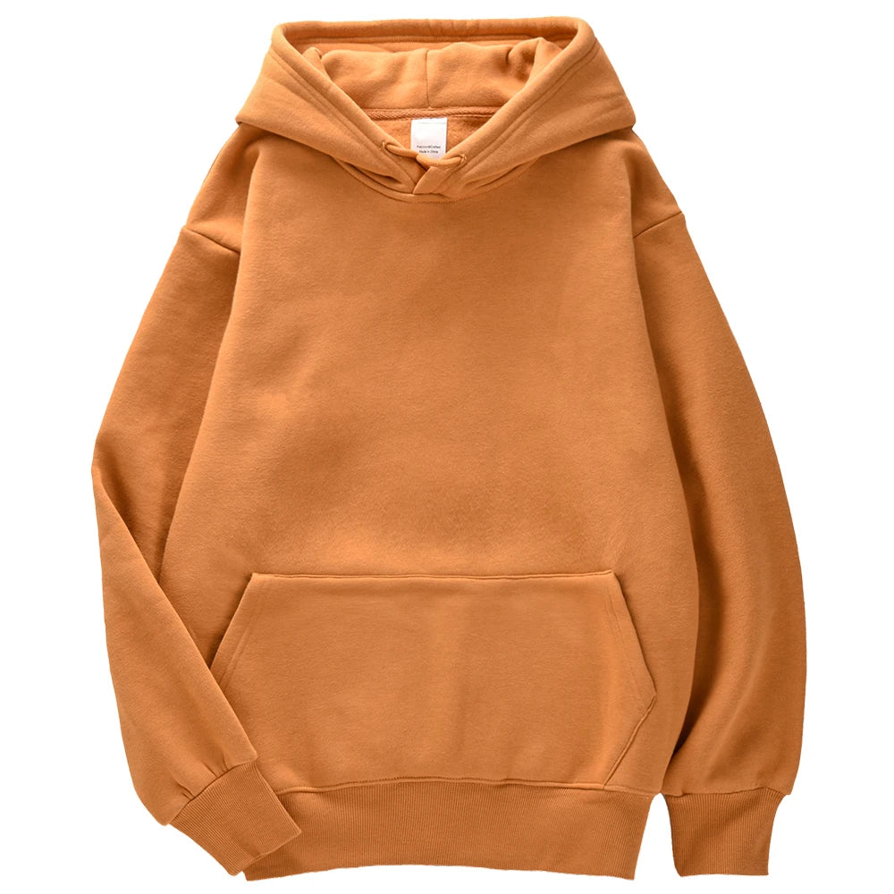 Solid Color Casual Hoodie For Female Pocket Creative Hoody All-Match Street Clothes Womens Fleece Unisex Pullovers