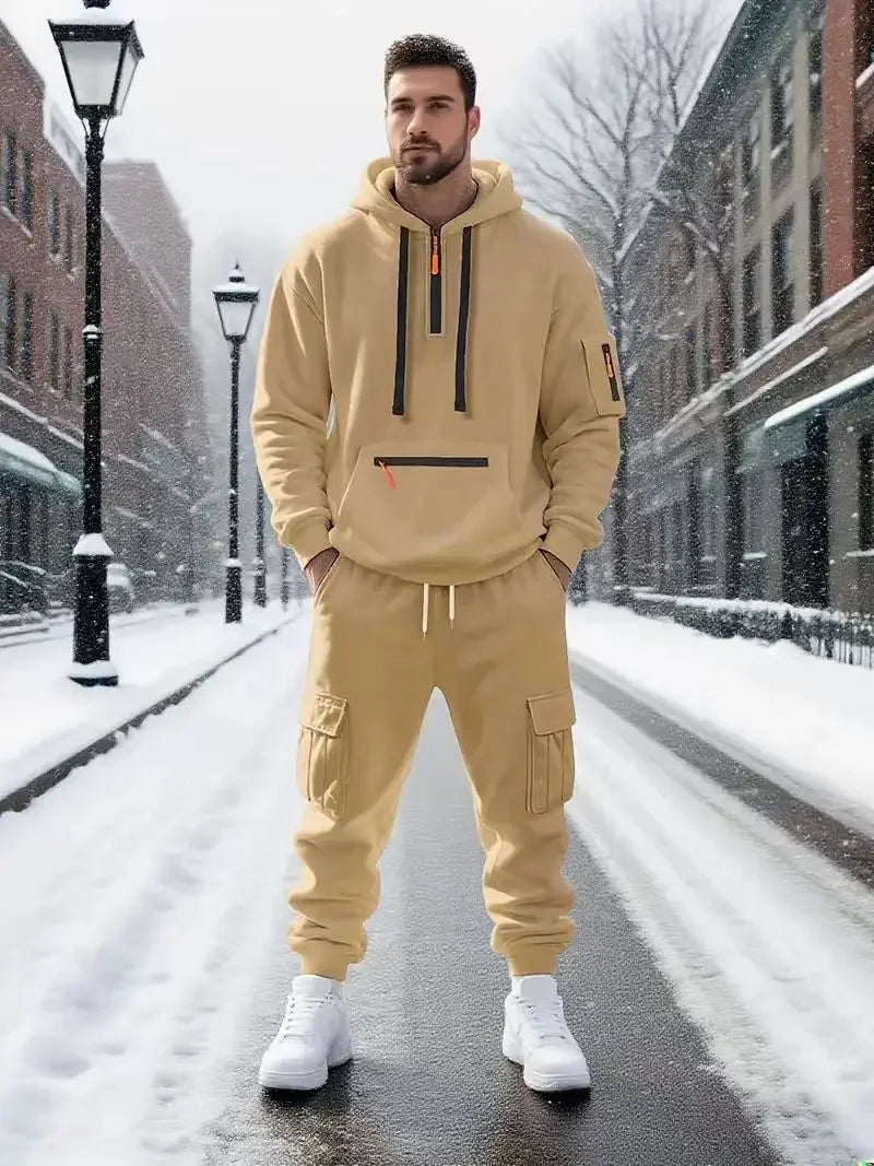 Men's Hooded Outdoor Warm Workwear Casual Sweatshirt  Comfortable Streetwear Fashion Men's Sweatshirt 1/2piecs