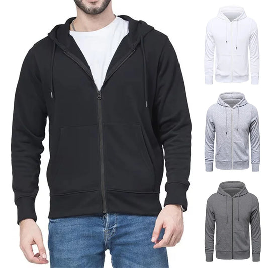 JUMPER Trendy Hoodies Men Retro Harajuku Solid color High quality Jacket Streetwear Solid Zip Up Casual Loose Sweatshirt Clothes