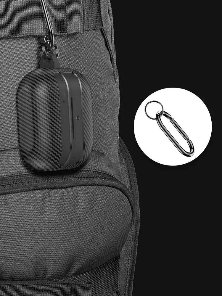 For Samsung Galaxy Buds 3 Pro Case Carbon Fiber Texture Pattern Case Shockproof Protective Soft Silicon Case With Keychain