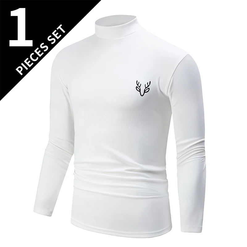 T-shirts 1/3 Pcs Men's White BottoMing Small Turtleneck Shirt In Autumn And Winter Casual Joker Fashion Long Sleeve T-Shirt Teenagers War