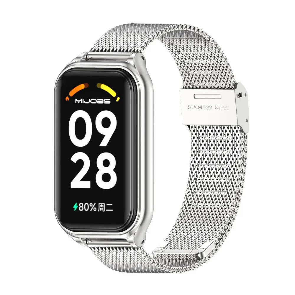 Strap For Xiaomi Mi Band 8 9 Active Bracelet for Xiaomi Smart Band 8 Active Stainless Steel Metal Watchband Mi Band 8 Active
