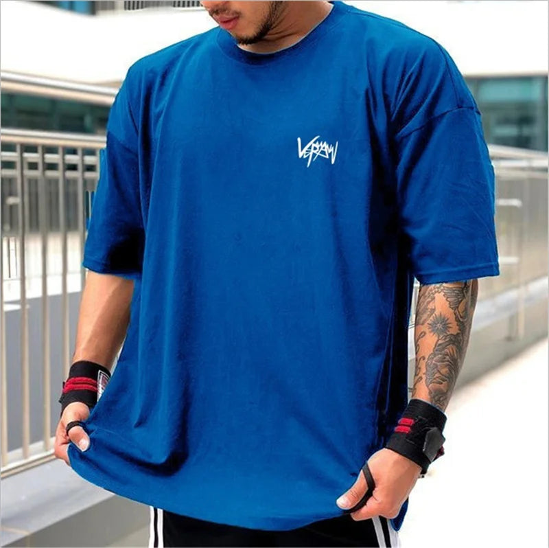 T-shirts Collar  sports  Oversize Cotton Summer Tee Training running shirt Man Streetwear Half Sleeve men T-shirt