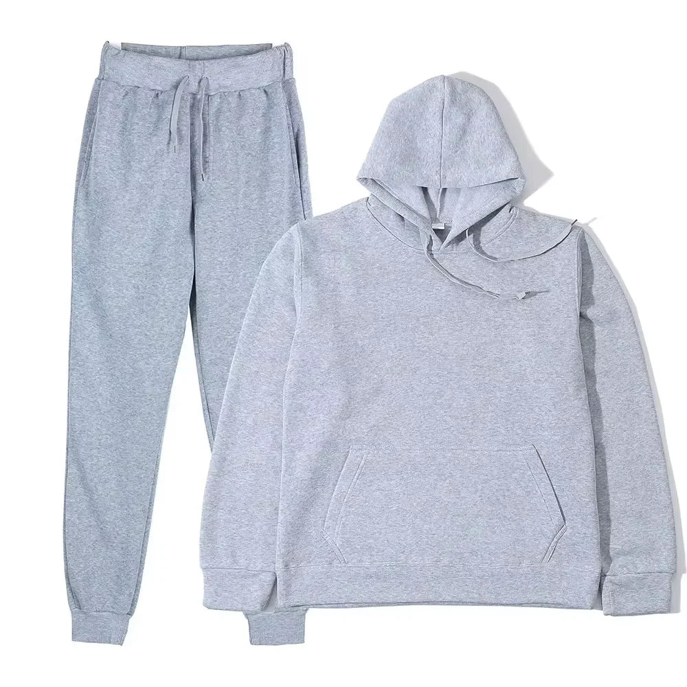 Trend Casual Fashion Thickened Long-sleeved Sweater Pants Two-piece Cap Suit Men Women