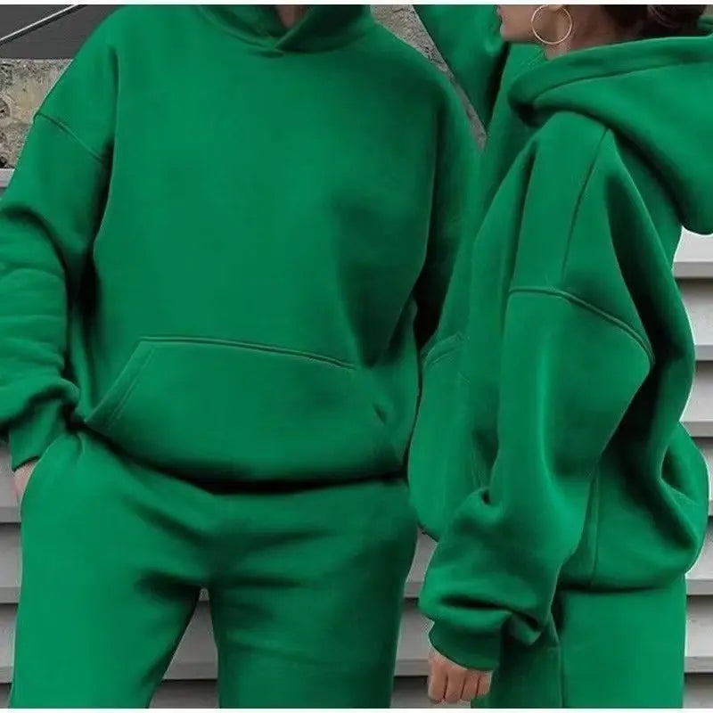 Trend Casual Fashion Thickened Long-sleeved Sweater Pants Two-piece Cap Suit Men Women