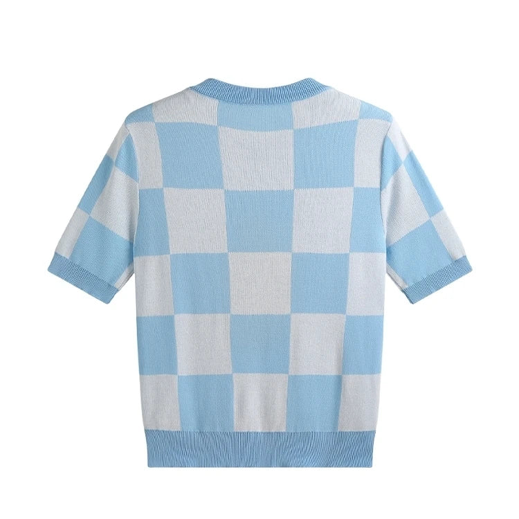European Style Luxury Brand Loose O-Neck Bear Pullover Tops Knitwear Woman Short Sleeve T-shirt Ladies Wool Knitted Sweater