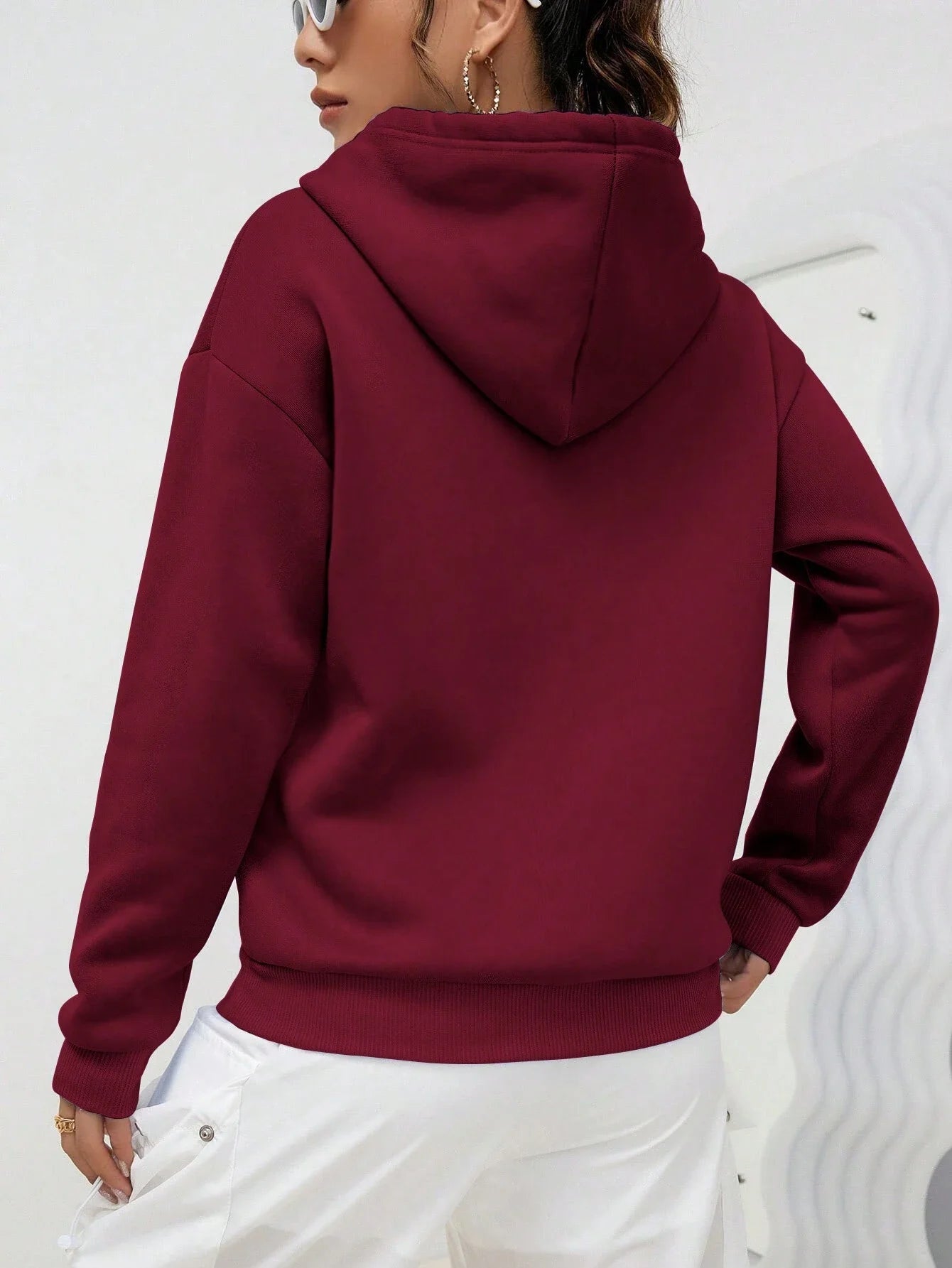 Solid Color Casual Hoodie For Female Pocket Creative Hoody All-Match Street Clothes Womens Fleece Unisex Pullovers