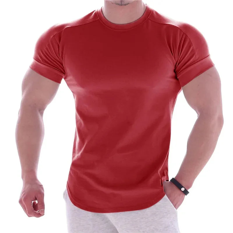T-shirts  Men Gyms Short sleeve Fitness T-shirt Male quick-dry Workout Outdoor tight Tees Tops Men sportswear