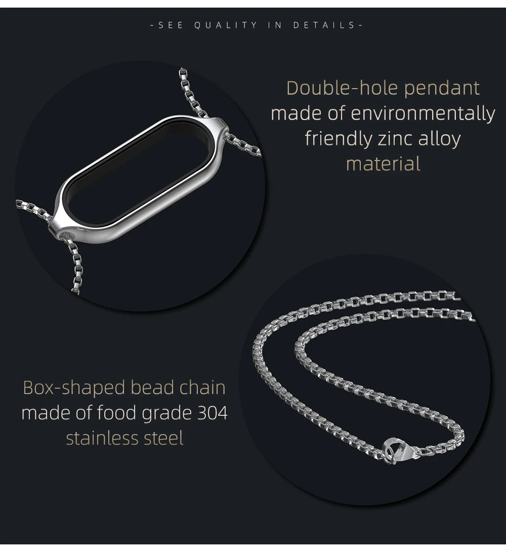 Necklace for Mi Band 10 9 8 7 6 5 4 3 Smart Bracelet Strap for Mi Band 9 Metal Wristband for Mi Band 7 6 Hanging Neck Decoration