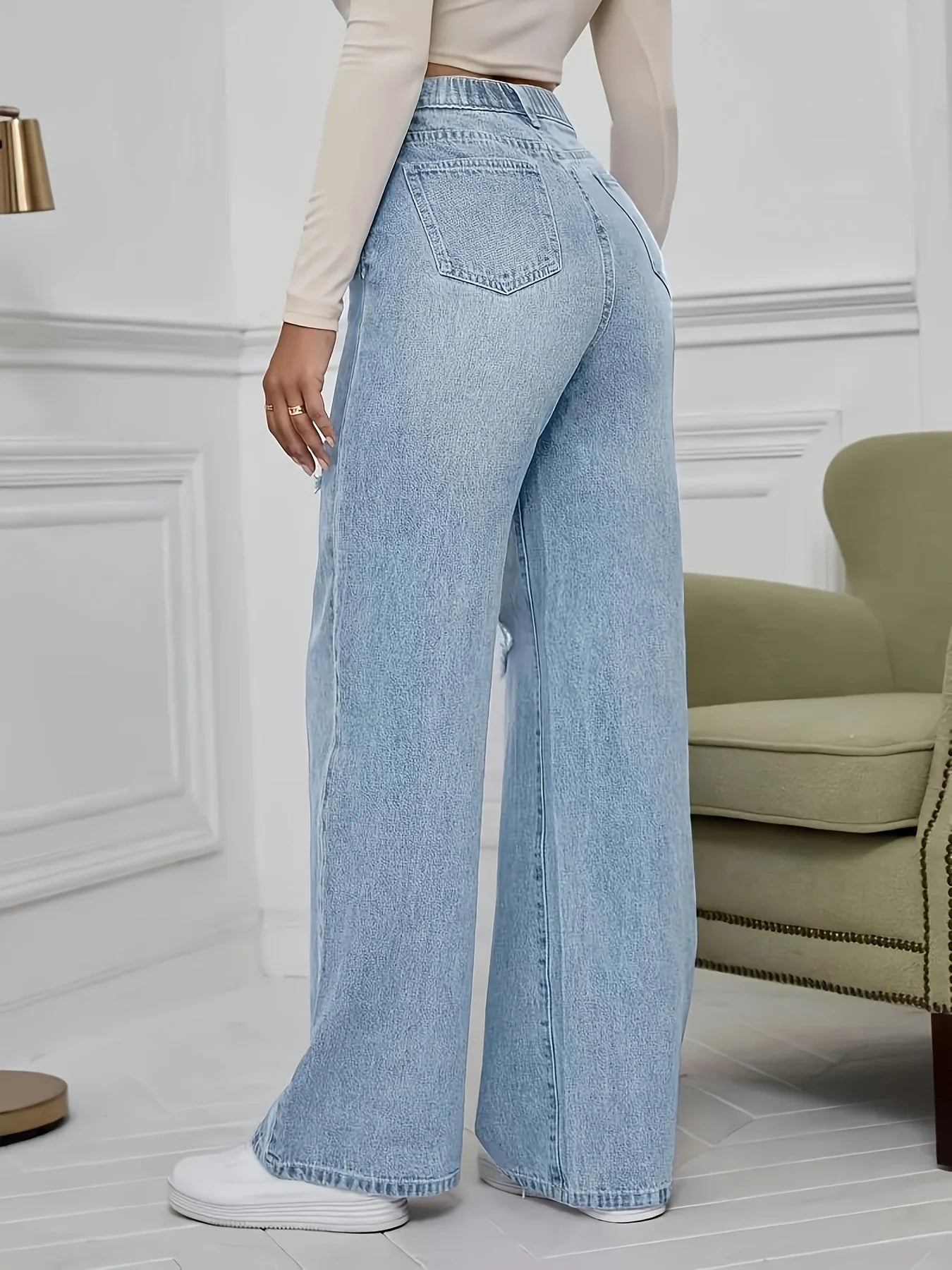 Plus size women's jeans fashion stretch ripped trousers j classic five-pocket cut jeans