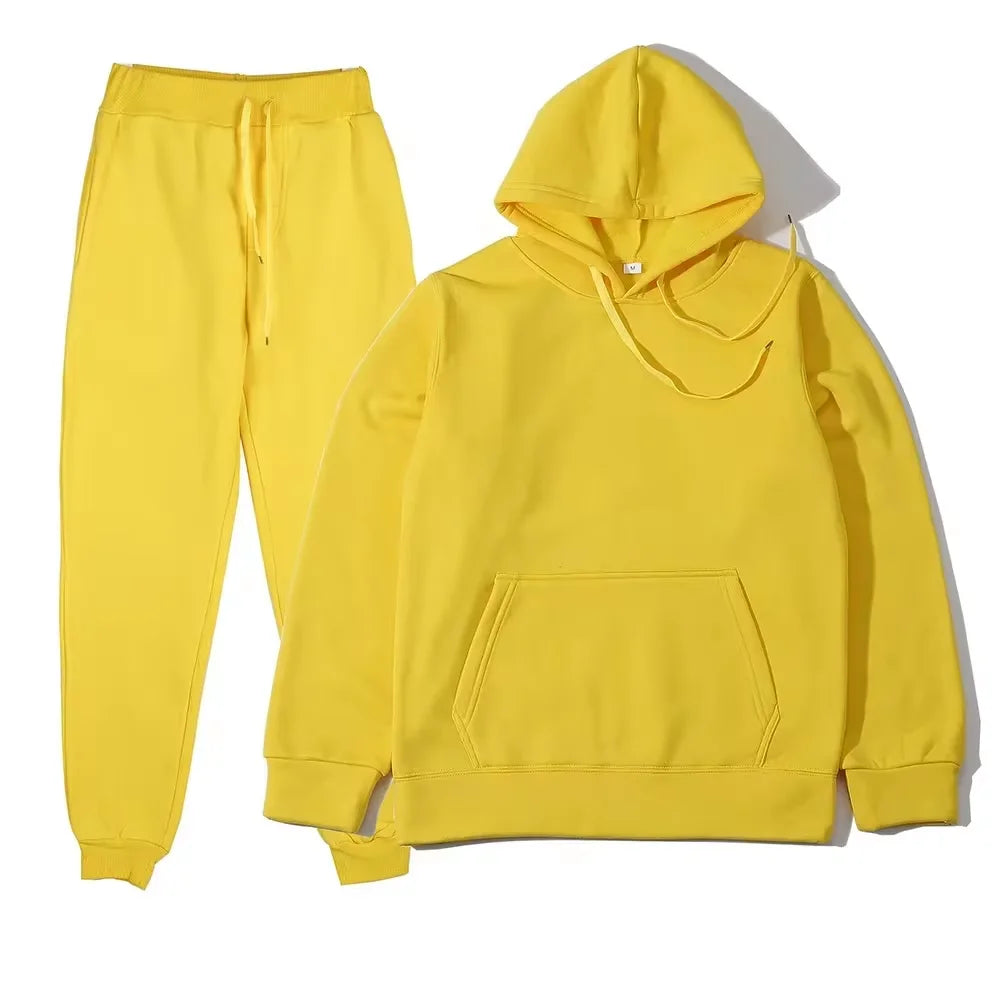 Trend Casual Fashion Thickened Long-sleeved Sweater Pants Two-piece Cap Suit Men Women