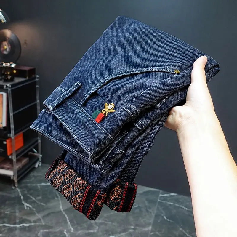 Men's Printed Design Street All-Match Casual Soft Stretch Quality Men's Clothing Skinny Trousers