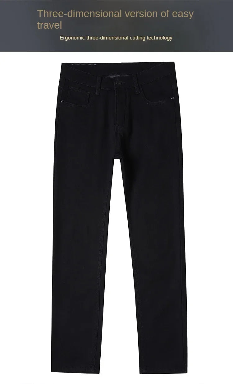 Men Slim Fit Stretch Thick Velvet Pants Warm Jeans Casual Fleece Trousers Male