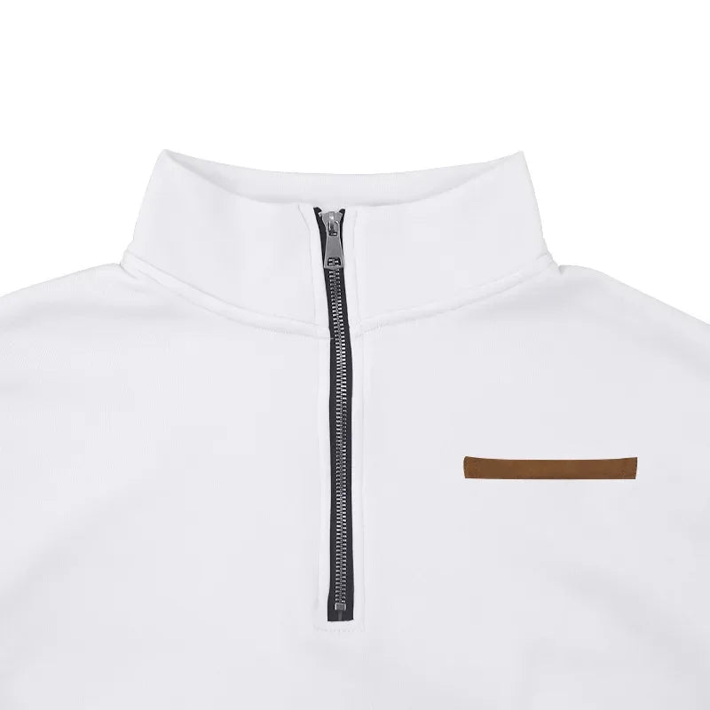 American Autumn Winter Heavy Fleece Long-sleeved Men's Sweatshirt Half Zipper Loose Stand-up Collar Pullover Men's Sweatshirt