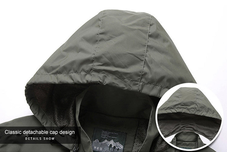 JUMPER Windbreaker Men Tactical Jacket Waterproof Outdoor Hooded Coat Sports Military European Size S-5XL Field Climbing Thin Outwear