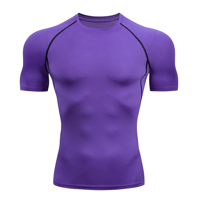 T Shirt Fitness Tight Short Sleeve Tshirt Training Jogging Shirts Gym Sportswear Quick Dry Rashgard