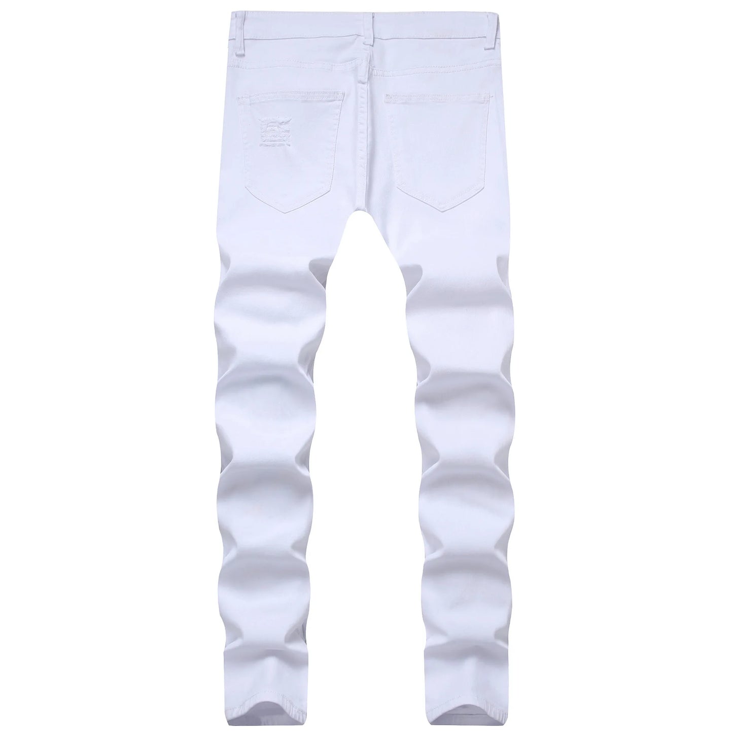 Men Vintage Wash Solid Denim Trouser Mens Casual Slim Fit Pencil Denim Holes Pants 2024