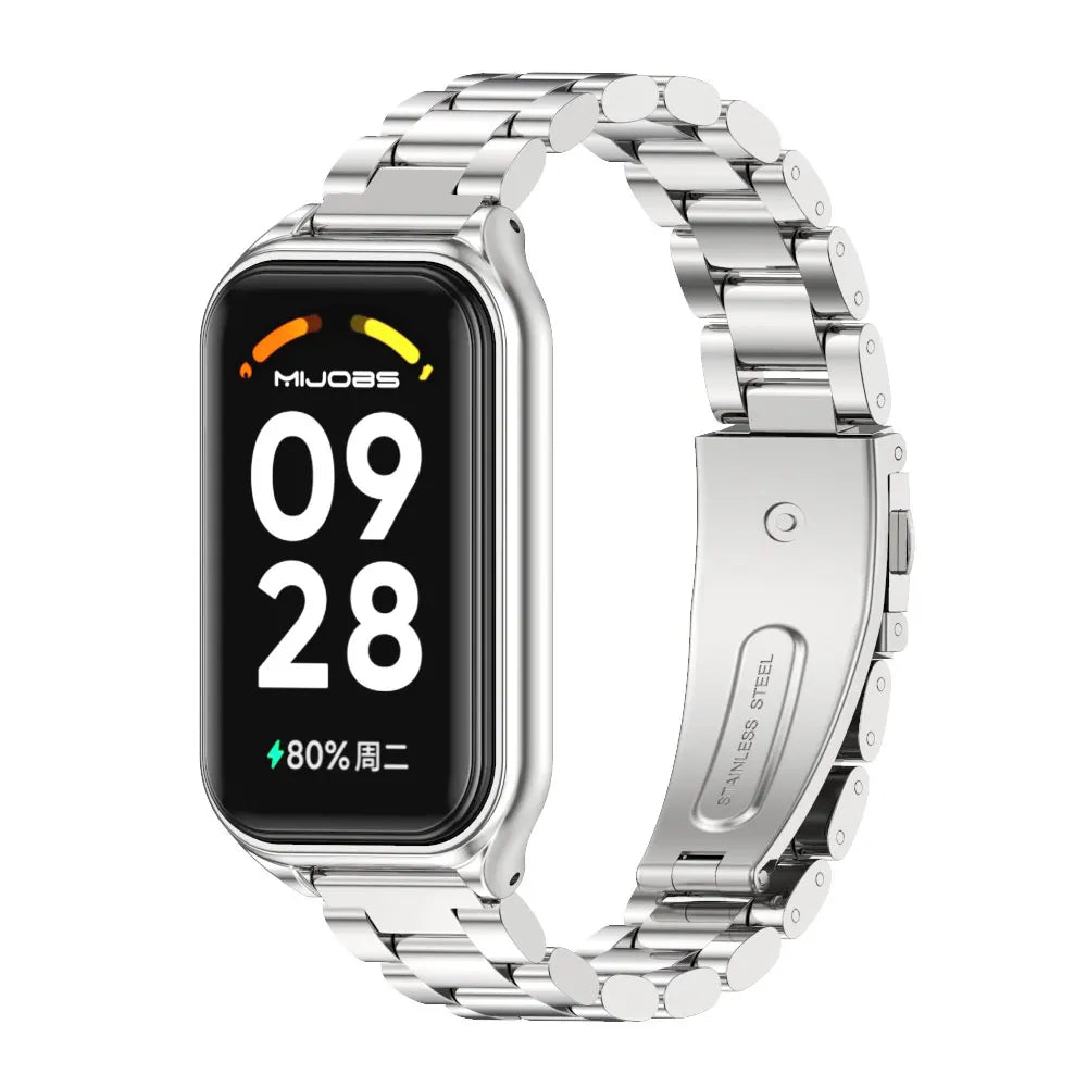 Strap For Xiaomi Mi Band 8 9 Active Bracelet for Xiaomi Smart Band 8 Active Stainless Steel Metal Watchband Mi Band 8 Active