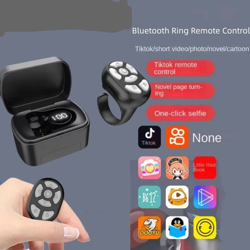 1pcs Wireless Bluetooth Ring Remote Control Fingertip Selfie Video Controller For Tik Tok Page Turner Browsing For iOS Android