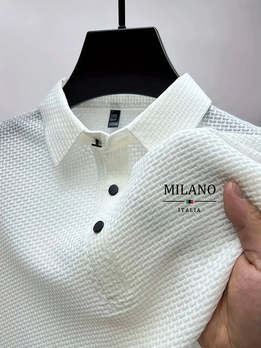 POLO Shirt for men casual wear lapel button-down solid color men's vintage shirt S-2XL