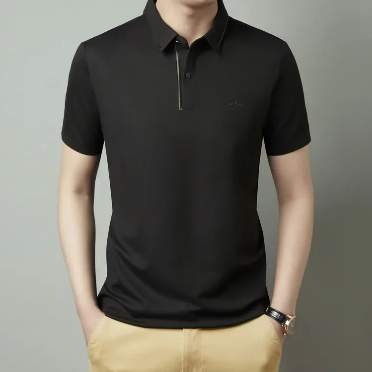 Polo Shirt Seamless Premium Luxury Cool Fabric Business Casual Golf Slim Fit Blouse Collar T-shirt