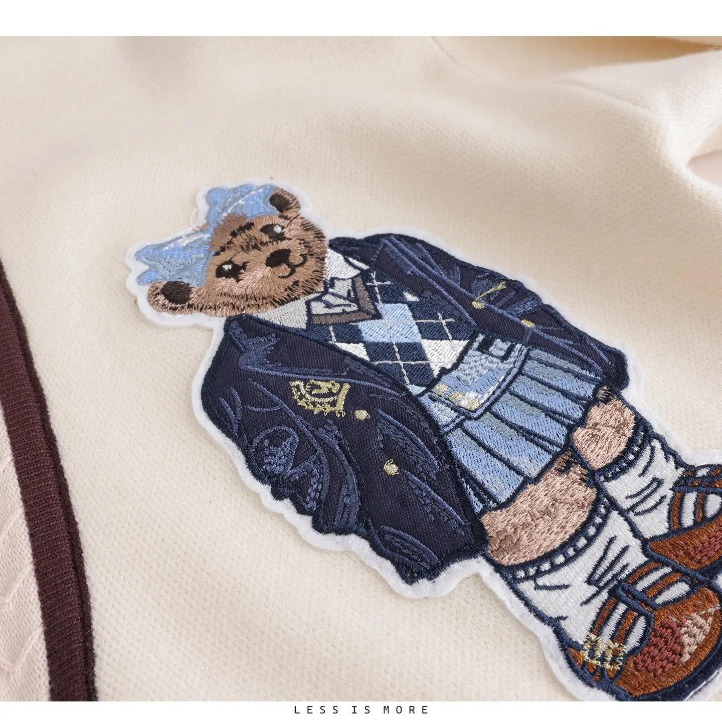 High Quality Light Luxury French Bear Embroidered Knitted Cardigan For Women New Fashion Casual Loose Sweater Coats Pulls Femmes