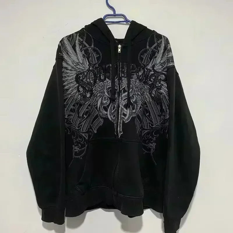 Hoodies Women American Y2K New Hip Hop Trend Zipper Hoodie Women Street Casual Loose Joker Vintage Sweatshirt Unisex Fleece Padded Warm Hoodie
