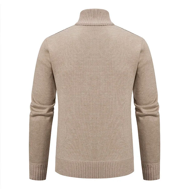 Men's Long Sleeve Knitted Tops Velvet Warmth Casual Autumn Winter Fashion High Collar Multi-Functional Jacket Winter Casual Tops