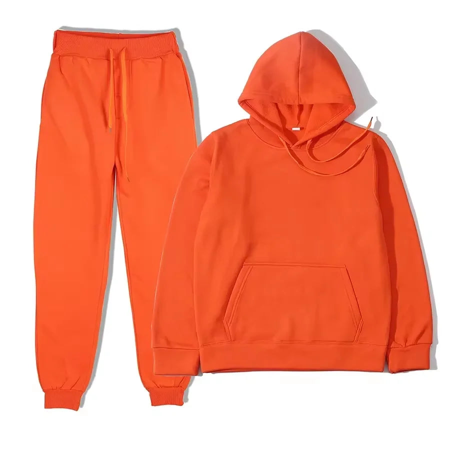 Trend Casual Fashion Thickened Long-sleeved Sweater Pants Two-piece Cap Suit Men Women