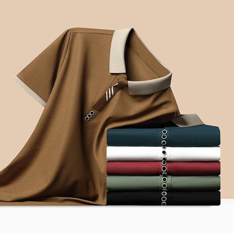 Polo Men's Solid Color Casual Fashion Short Sleeve Polo Shirt Summer Comfortable Top for Business And Leisure