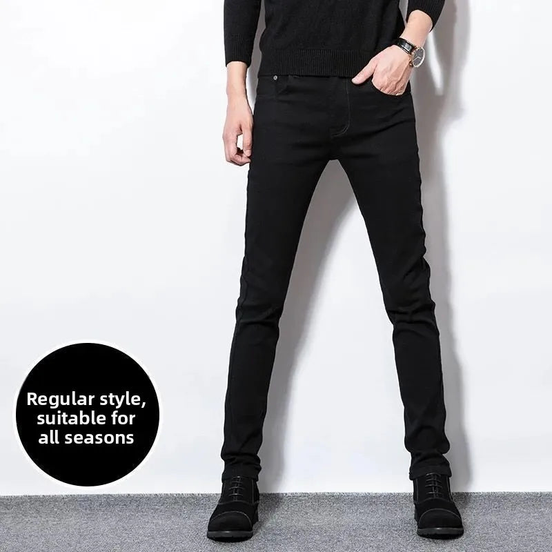 Men's Summer Slim Fit Jeans Light Blue Elastic Waist Patchwork Casual Pants Tapered Leg Jeans Harlan Sle Breathable Comfort...