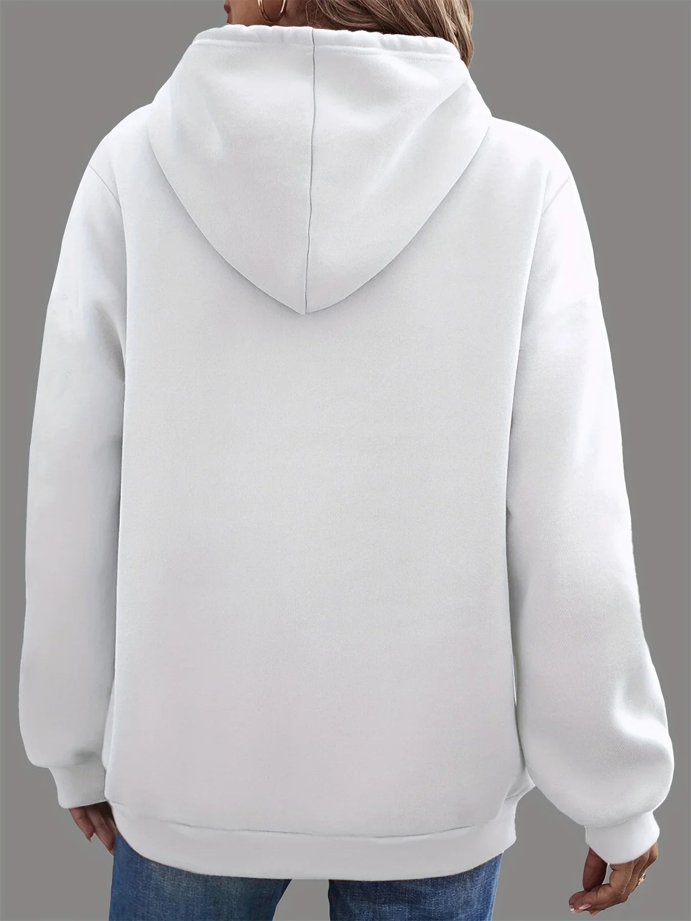 Women's Autumn and Winter Warm and Loose Casual New York USA Letter Printed Suede Long Sleeved Hooded Sweatshirt