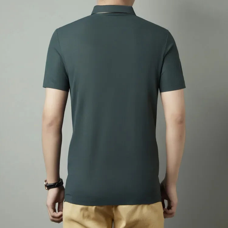 Polo Shirt Seamless Premium Luxury Cool Fabric Business Casual Golf Slim Fit Blouse Collar T-shirt