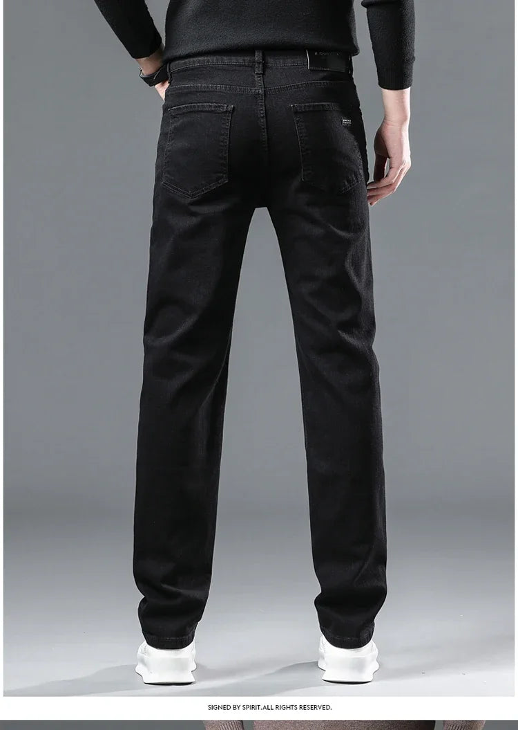 Men Slim Fit Stretch Thick Velvet Pants Warm Jeans Casual Fleece Trousers Male