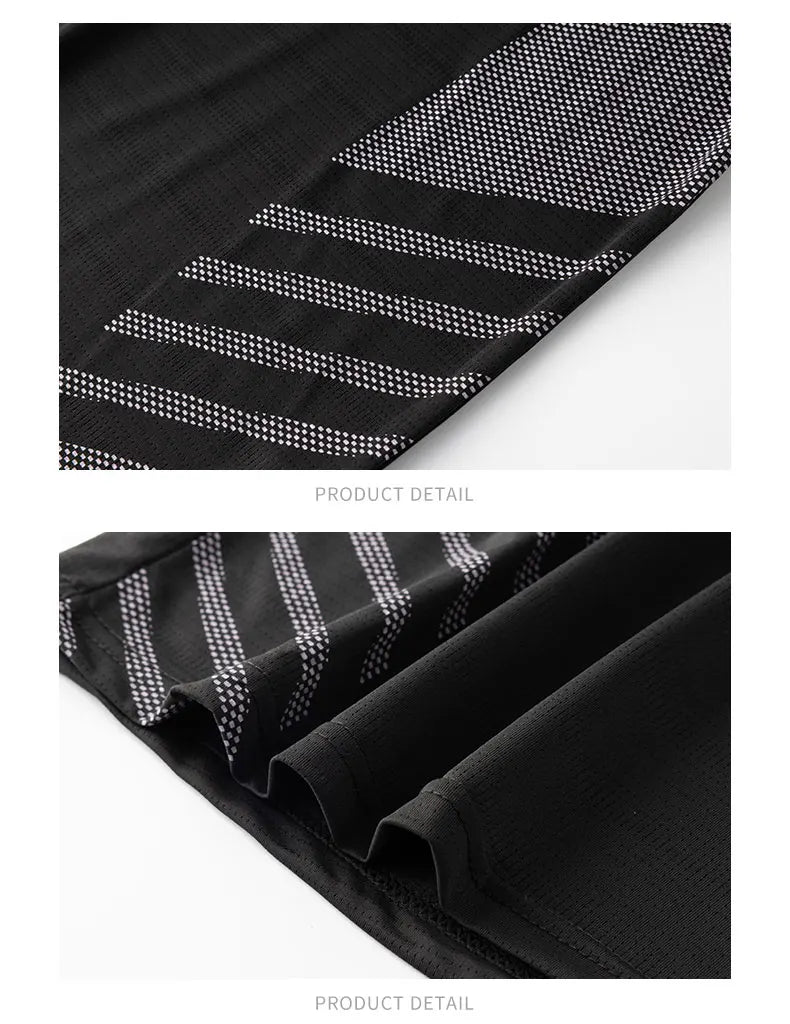 T-shirt Men Summer Ice Silk Thin Top Reflective Printing Quick Dry Short Sleeve Breathable Fitness Sports T-shirt 5XL