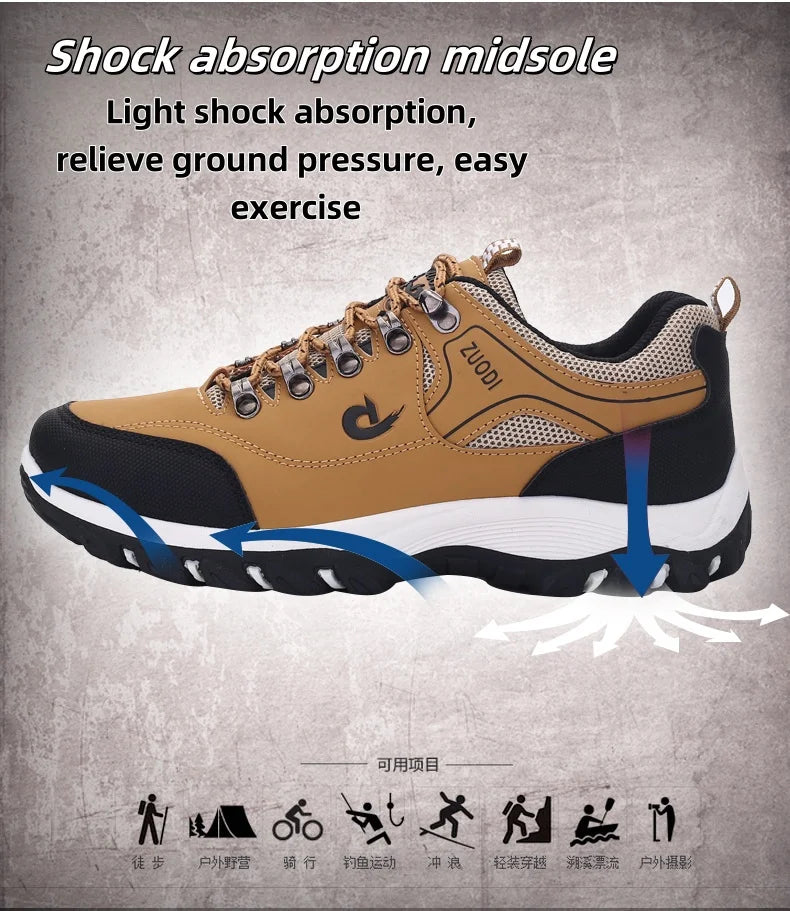 Sneakers Men's Waterproof Hiking Shoes, Outdoor PU Leather Sports Shoes, Wear-Resistant,  Walking, Tactical