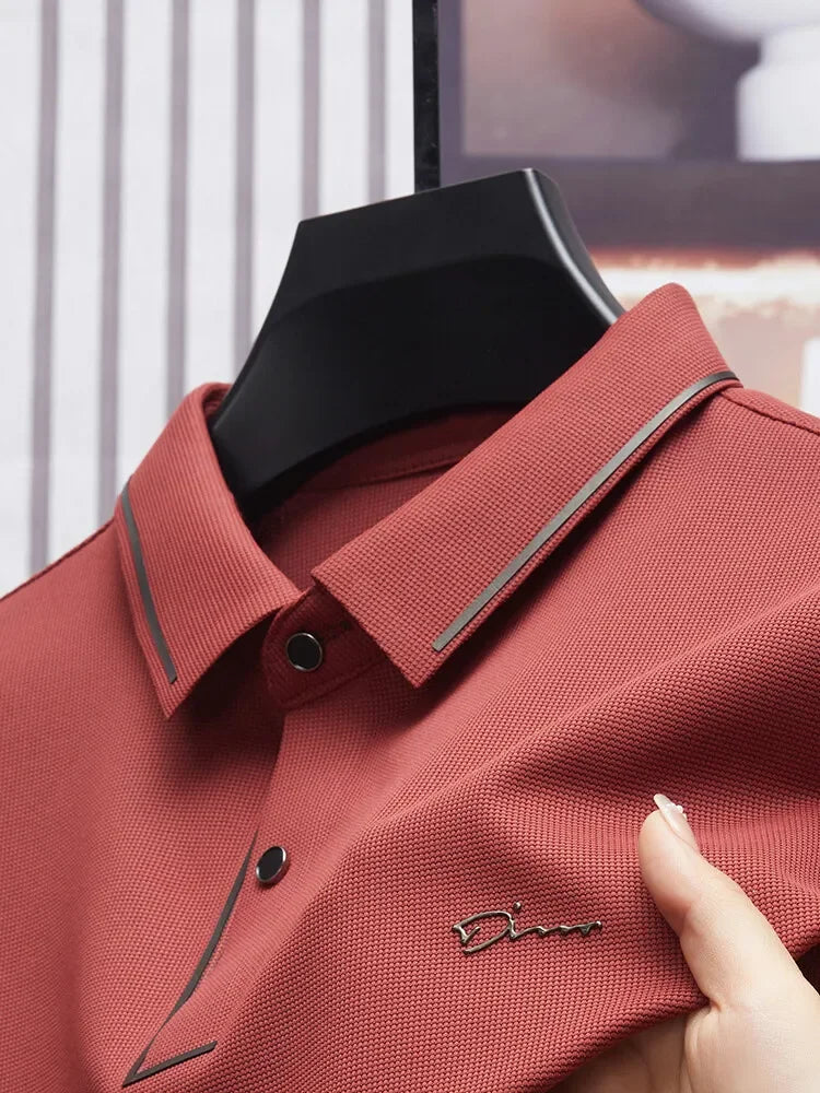 Polo Shirt Seamless Premium Luxury Cool Fabric Business Casual Golf Slim Fit Blouse Collar T-shirt
