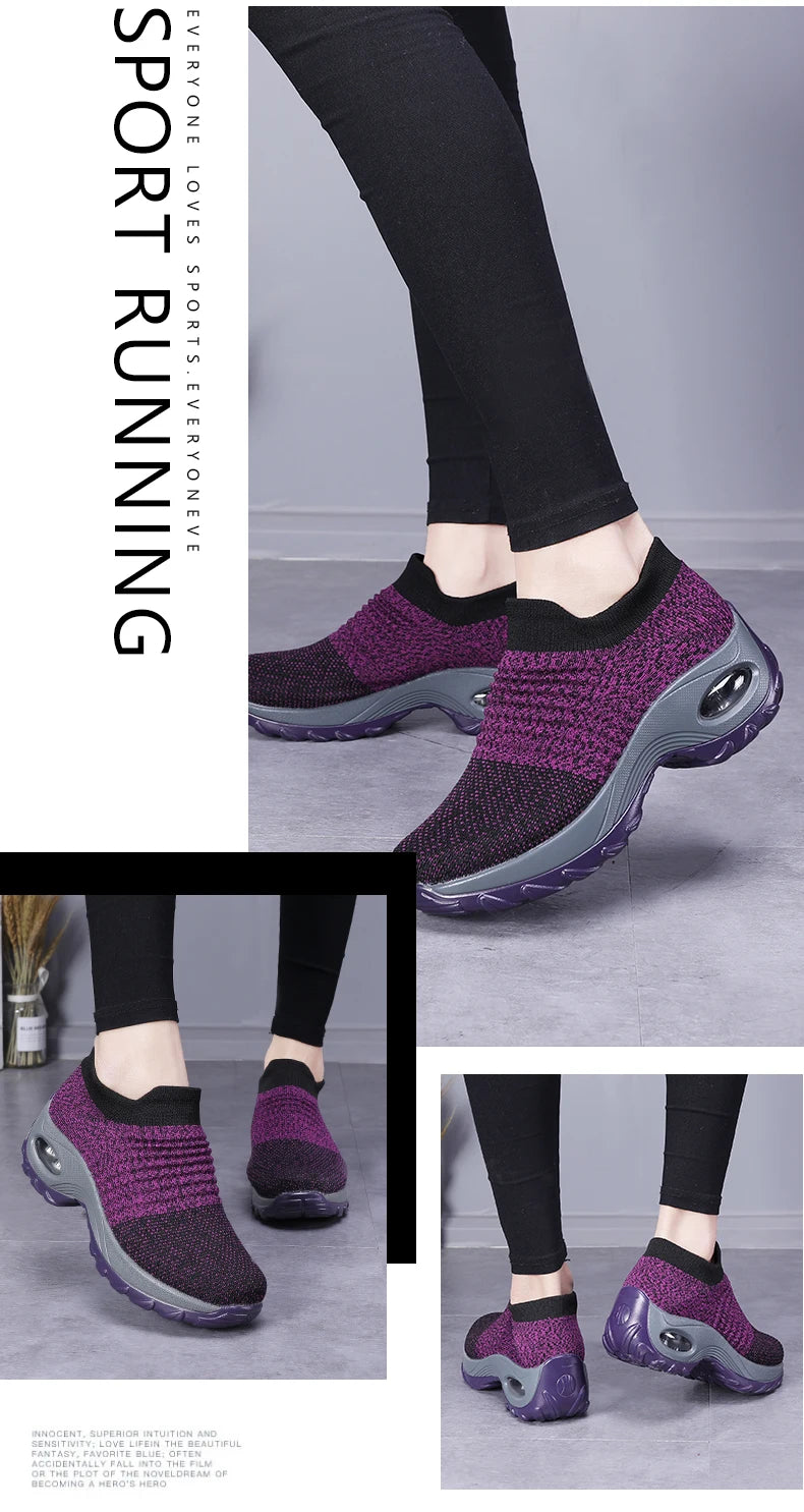 Women Sneakers Fashion Breathable Walking Mesh Platform Shoes Sneakers for Women Gym Vulcanized Shoes Black Female Footwear