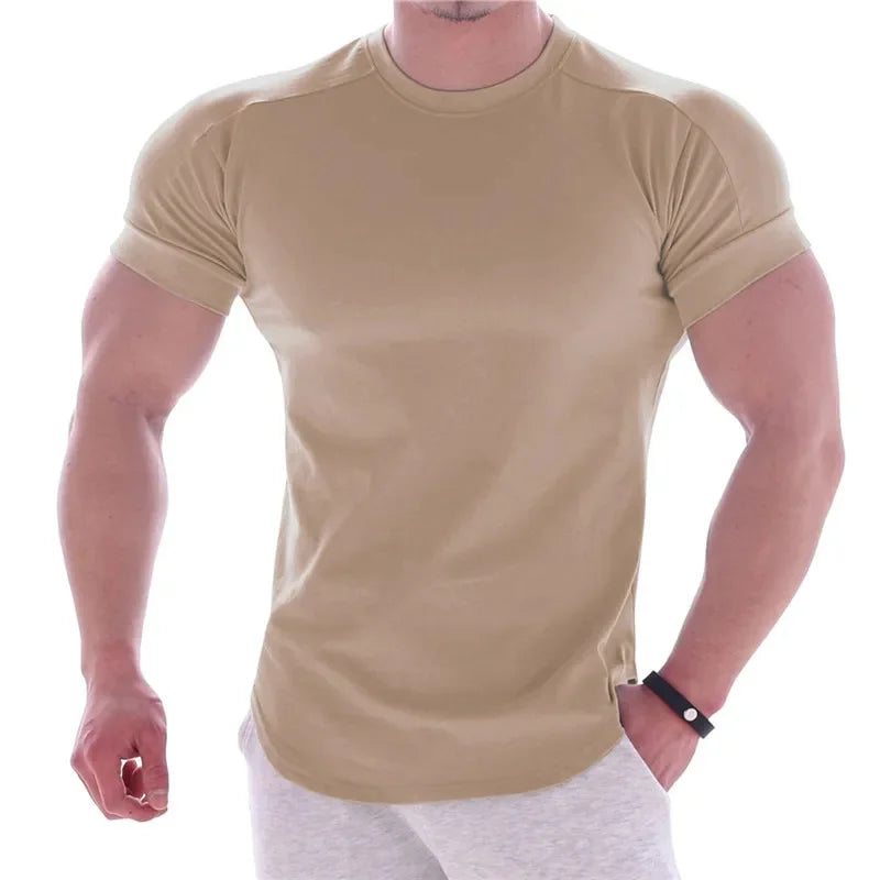 T-shirts  Men Gyms Short sleeve Fitness T-shirt Male quick-dry Workout Outdoor tight Tees Tops Men sportswear