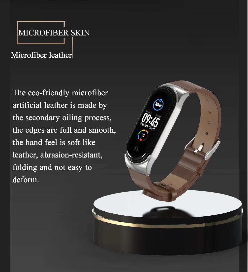 Strap for Mi Band 10 9 8 7 6 5 4 3 Leather Wristband For Miband 8 7 6 NFC Global Version Bracelet for Mi Band 5 6 7 8 Correa