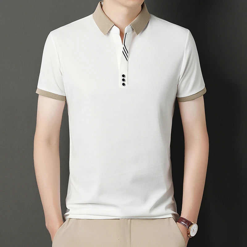 Polo Men's Solid Color Casual Fashion Short Sleeve Polo Shirt Summer Comfortable Top for Business And Leisure