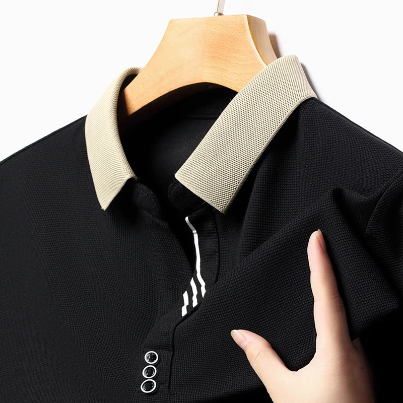 Polo Men's Solid Color Casual Fashion Short Sleeve Polo Shirt Summer Comfortable Top for Business And Leisure