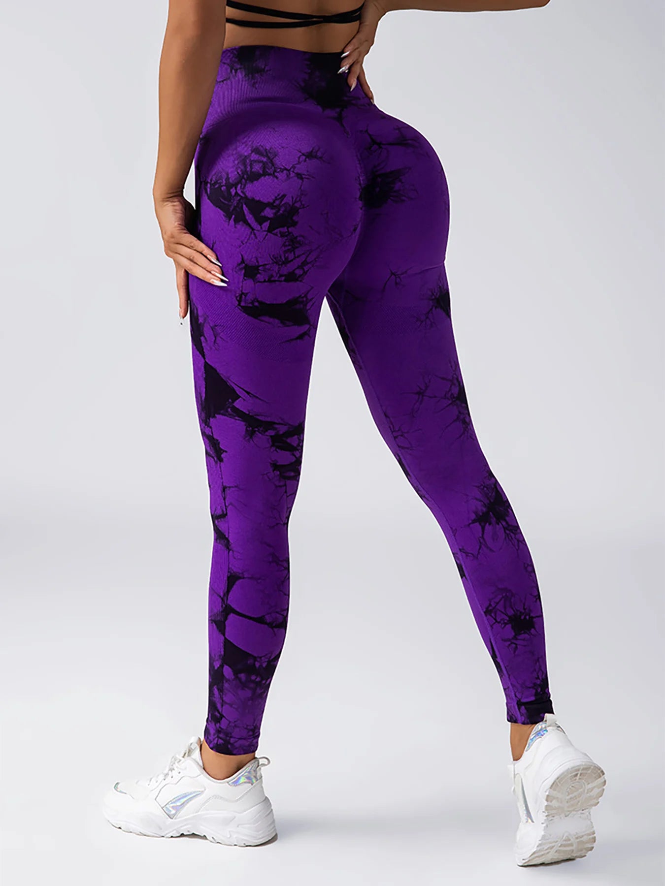 Leggings Tie Dye Seamless Leggings for Women High Waist Yoga Pants Scrunch Butt Lifting Elastic Tights Wide Waistband Sports Leggings