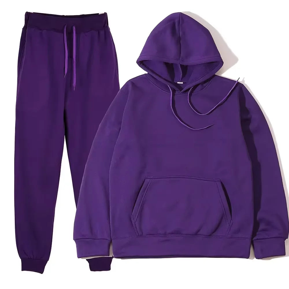 Trend Casual Fashion Thickened Long-sleeved Sweater Pants Two-piece Cap Suit Men Women
