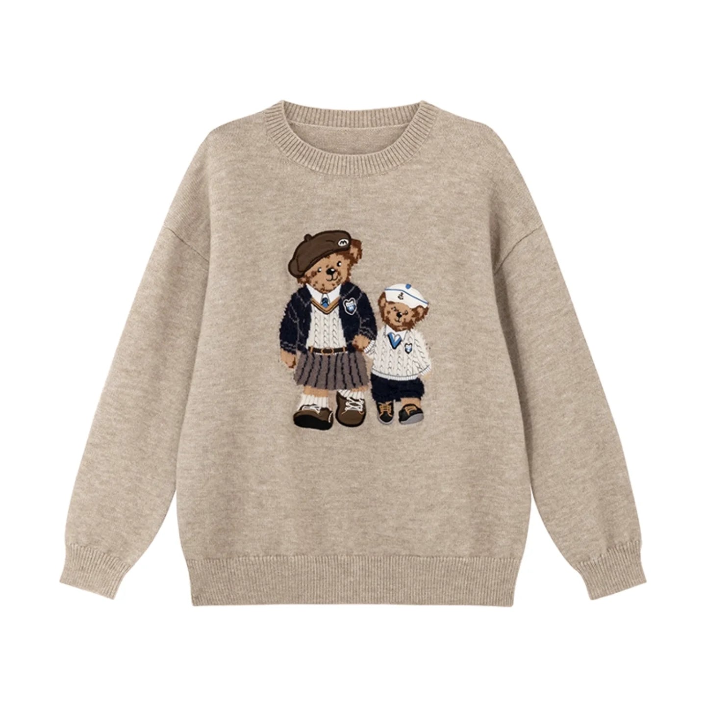 Korean Style Autumn Fashion College Wind Twist Bear Embroidery Knitted Sweater Women's Soft Cozy Overhead Sweater Long Sleeve...
