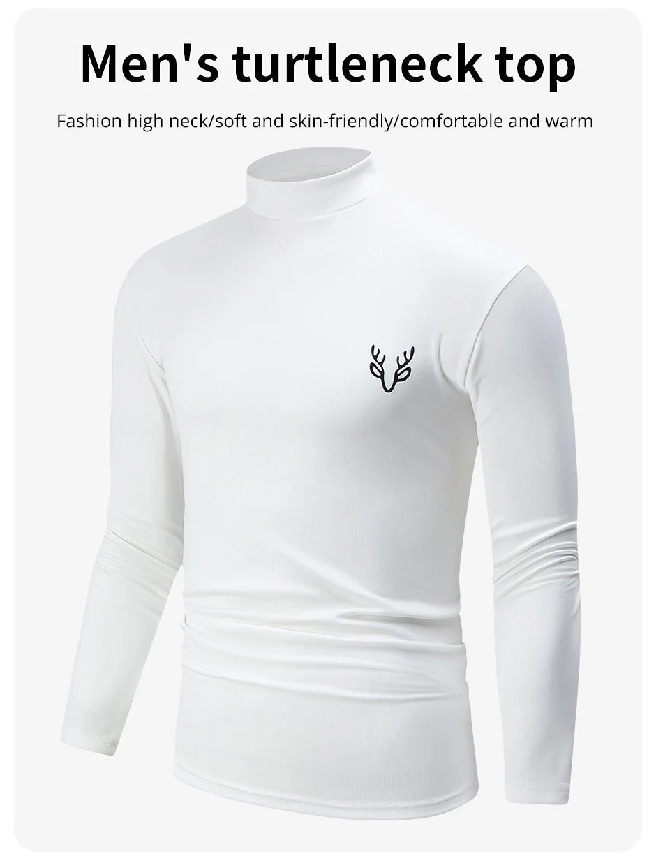 T-shirts 1/3 Pcs Men's White BottoMing Small Turtleneck Shirt In Autumn And Winter Casual Joker Fashion Long Sleeve T-Shirt Teenagers War